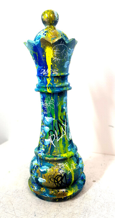 Sculpture Pop Art Echec Graffiti Colorée Urban Résine 雕塑, 10x3.5 in