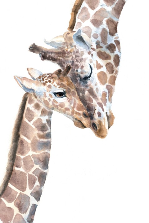 Giraffes 绘画, 22.1x15 in