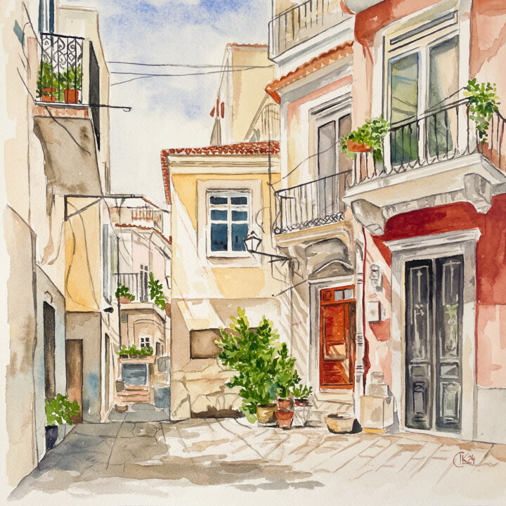 Lisbon City 3 Painting, 11.8x11.8 in