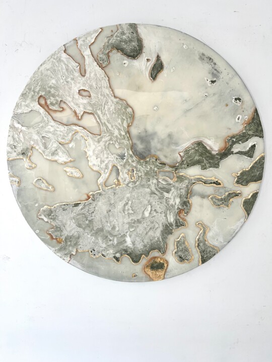 Pintura intitulada "Ivory" por Wendy Van Putten Art, Obras de arte originais, Resina Montado em Armação em madeira