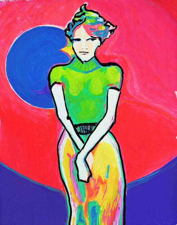 Lune rose 绘画, 16.1x13.4 in