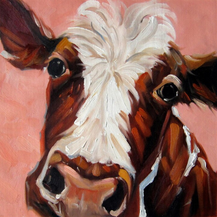 Cow 001 绘画, 15.8x15.8 in