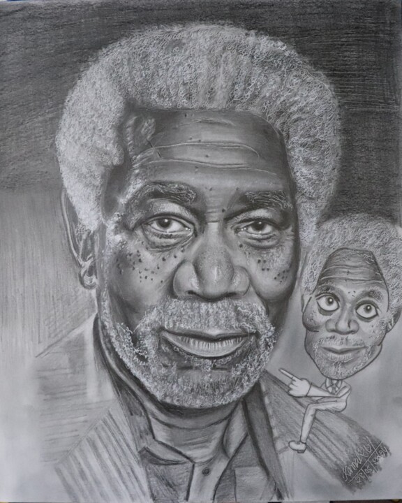 Drawing titled "Morgan Freeman Holl…" by Kamal Raj Thakur Utsav Thakur, Original Artwork, Pencil
