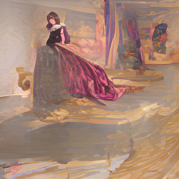 LA DAME DE LA GALERIE D'ART 绘画, 33.5x33.5 in