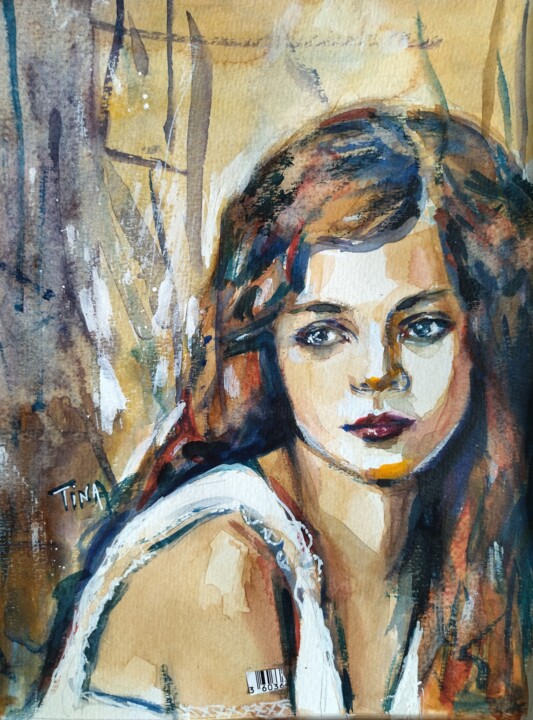 La robe blanche 绘画, 11.8x9.5 in