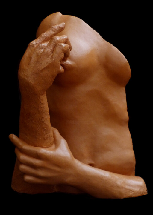 Sculpture titled "Etreinte N°10, Le S…" by Efka, Original Artwork, Terra cotta