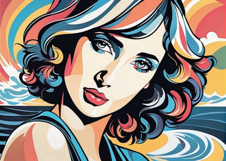 The Blue Dress and Fiery Tresses 绘画, 40x50 in