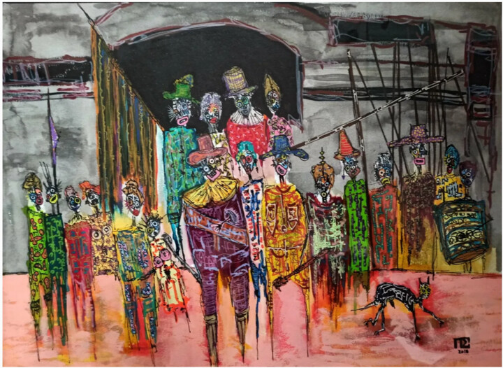 Drawing titled "La Ronde de Nuit." by Pierre Soufflet, Original Artwork, Acrylic Mounted on Other rigid panel