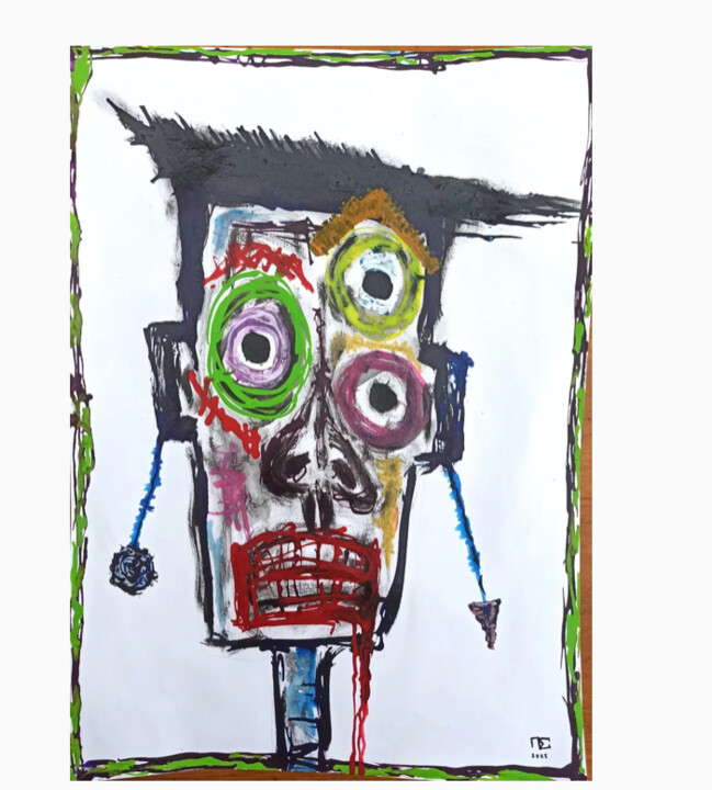 Drawing titled "3 eyes." by Pierre Soufflet, Original Artwork, Acrylic
