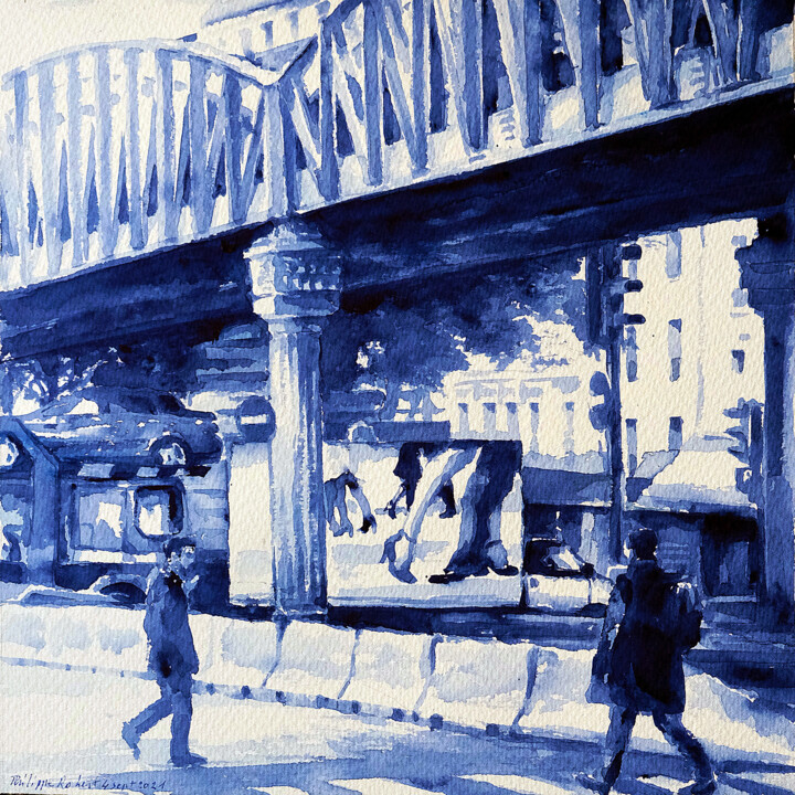 Métro aérien Paris 18eme Pittura, 11,8x11,8 in