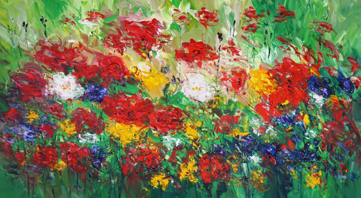 Red Poppies L 1 绘画, 33.5x61 in