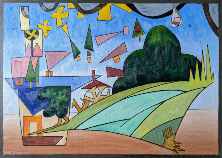 Painting titled "A Landscape Escapin…" by Gerald Shepherd F.F.P.S., Original Artwork, Oil Mounted on Wood Panel