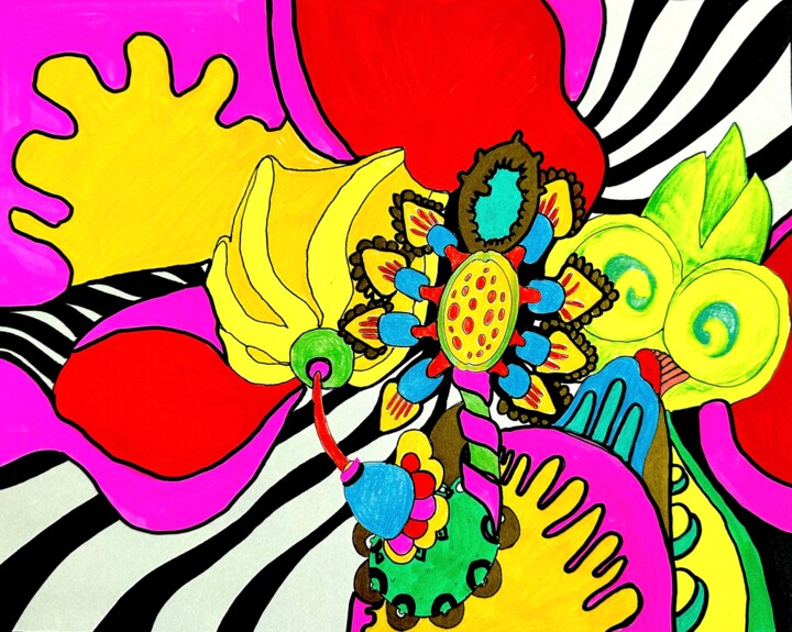 589. Vibrant Abstract Artwork: Live Session on TikTok 绘画, 10.2x12.6 in