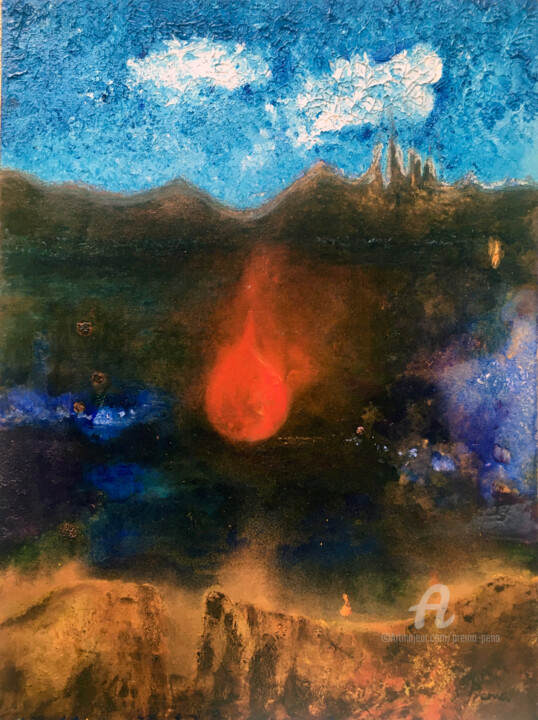 Pintura titulada "Fuego celeste" por Premo Peña, Obra de arte original, Acrílico