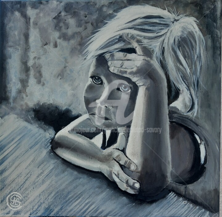 L'enfant penseur an 24 绘画, 15.8x15.8 in
