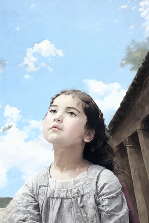 Skyward Gaze 绘画, 58x38.7 in