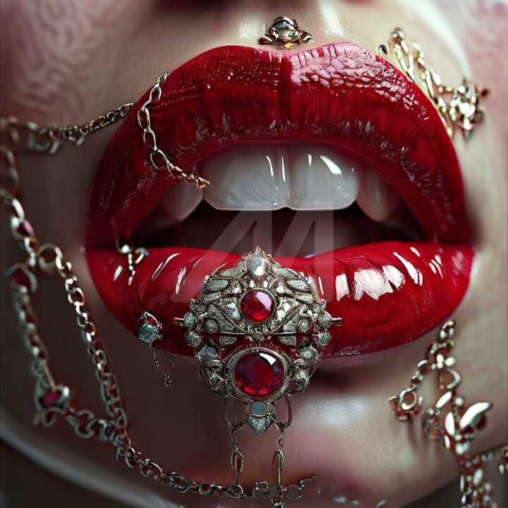 Digital Arts titled "Vampire lips and je…" by Caprice, Original Artwork, AI generated image