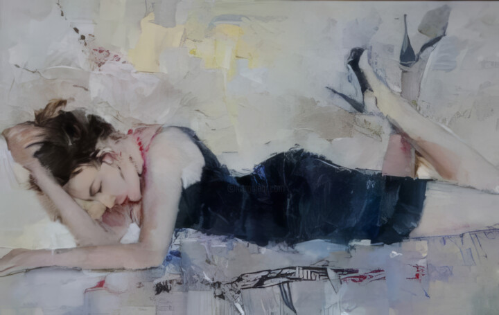 Painting titled "High heels." by Lara Vald, Original Artwork, Oil Mounted on Wood Stretcher frame