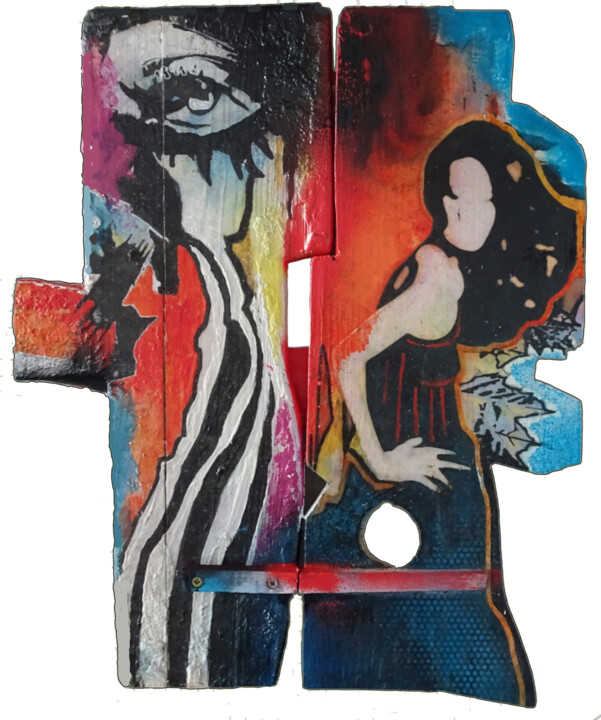 Peinture intitulée "DANSE GITANO" par Claude Géan, Œuvre d'art originale, Acrylique Monté sur Panneau de bois