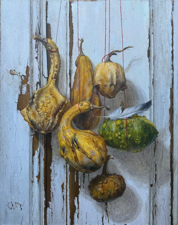 Pumpkins 绘画, 17.3x13.8 in