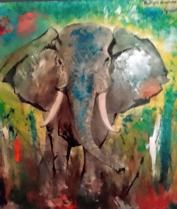 Il faut sauver les éléphants 绘画, 19.3x15.4 in