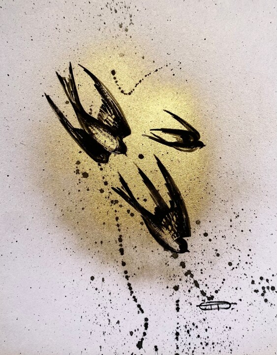 Swallows #2 绘画, 12x10 in