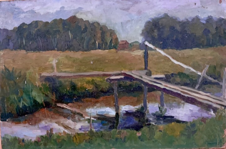 Painting titled "Мостик" by Ludmila Cerednicenko, Original Artwork, Oil