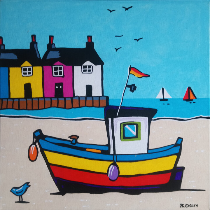 Fishing Boat #02 绘画, 15.8x15.8 in
