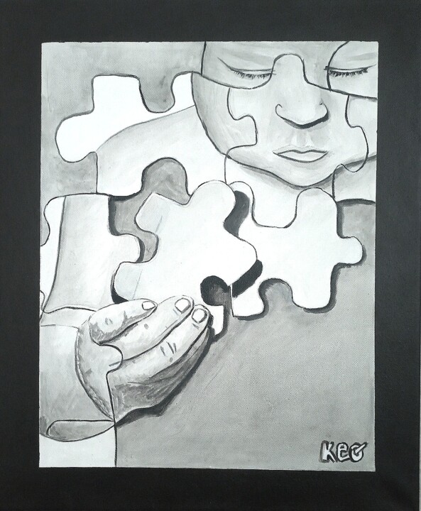 Baby Puzzle 绘画, 18.1x15 in