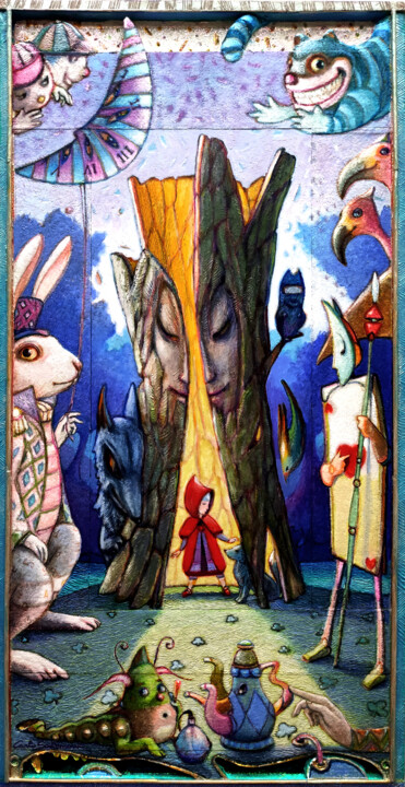 LITTLE RED RIDING HOOD AND HER WONDERLAND Pittura, 29,1x14,8 in