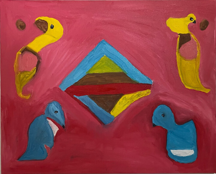 Os Passarinhos Solitários 绘画, 15.8x19.7 in