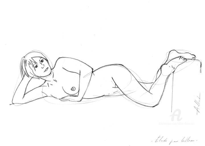 Nu sur canapé - A-0028 图画, 11.7x16.5 in