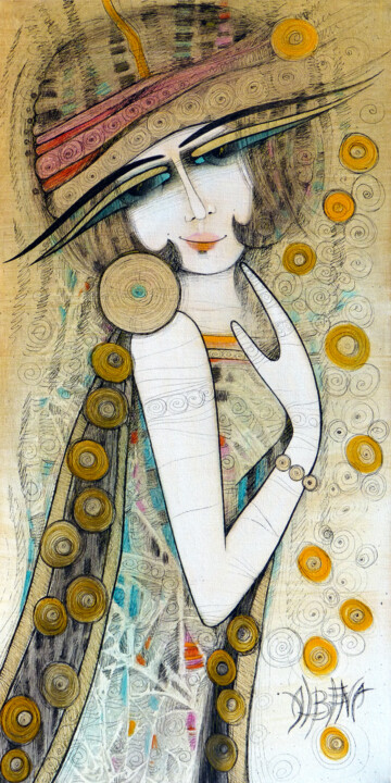 Peinture intitulée "Boucle d'or" par Albena Vatcheva, Œuvre d'art originale, Huile Monté sur Châssis en bois