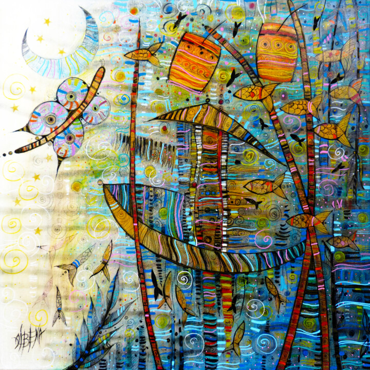Peinture intitulée "Night lights" par Albena Vatcheva, Œuvre d'art originale, Huile Monté sur Châssis en bois