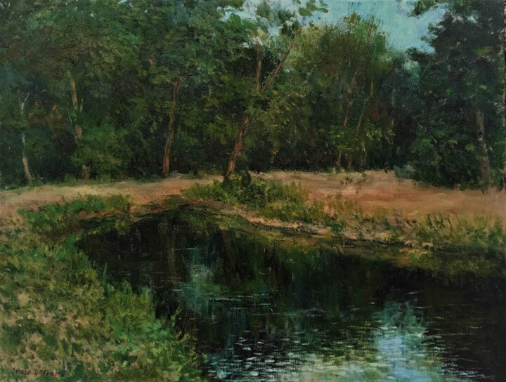 Through the Village 绘画, 18x23 in