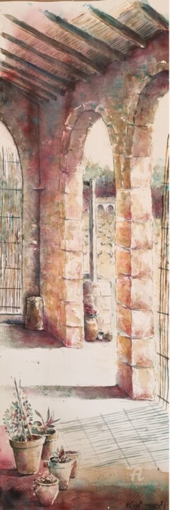 Riurau en rojo Pittura, 39,4x13,8 in