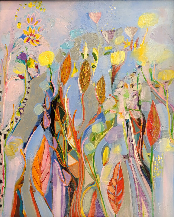 L'éclat serein des fleurs de pêchers 绘画, 18.1x15 in
