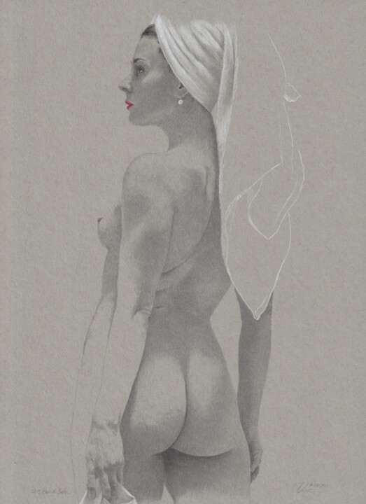 "Nach dem Bade...(23:13)" 图画, 11.9x8.6 in