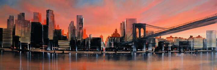 Pintura titulada "When big apple rises" por Jerome Guillet, Obra de arte original, Oleo