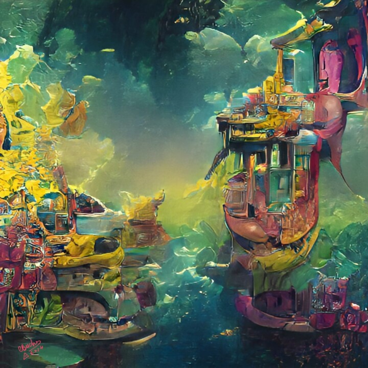 THE YELLOW SUBMARINE SAGA #3 绘画, 33.5x33.5 in