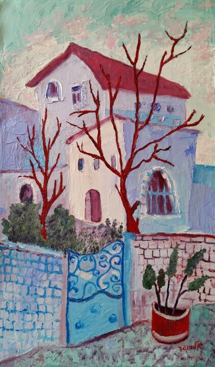Painting titled "old city Zefat" by Janna Shulrufer, Original Artwork, Oil