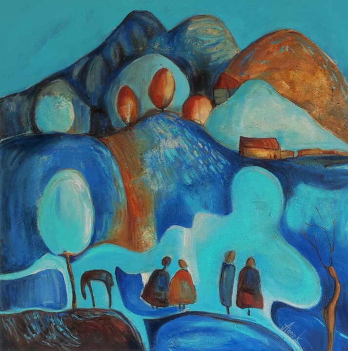 "The quiet night" 绘画, 23.6x23.6 in