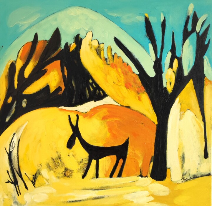 "Little donkey" 绘画, 21.7x21.7 in