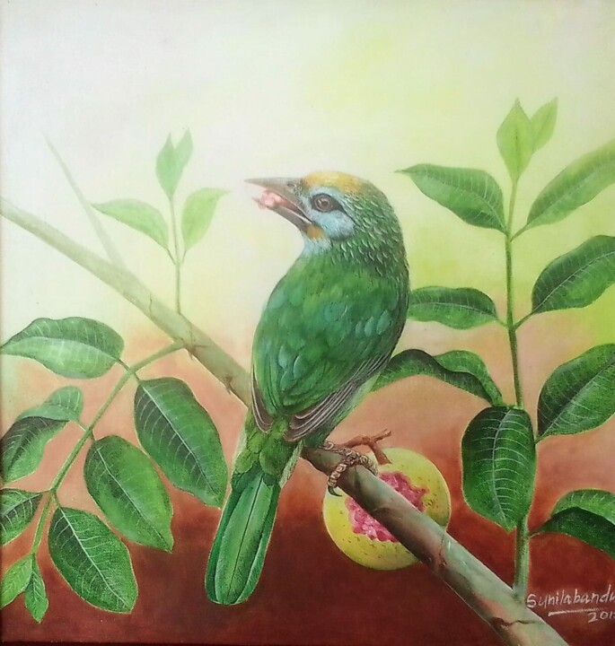 Emerald Perch 绘画, 16x16 in