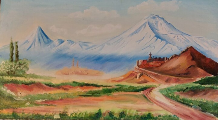 Schilderij getiteld "Ararat" door Yengo, Origineel Kunstwerk, Olie