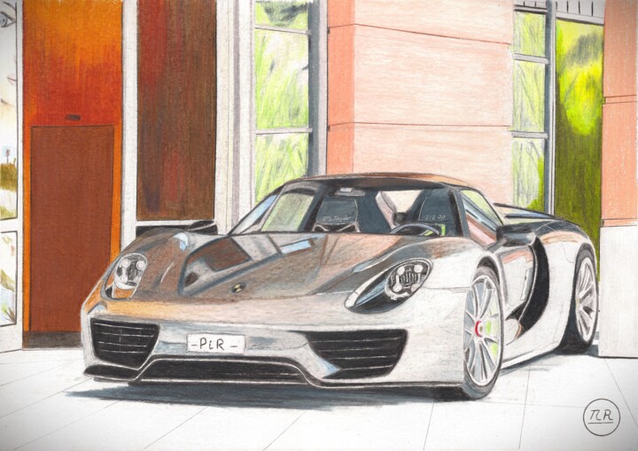 Porsche Spyder 918 图画, 11x15.8 in