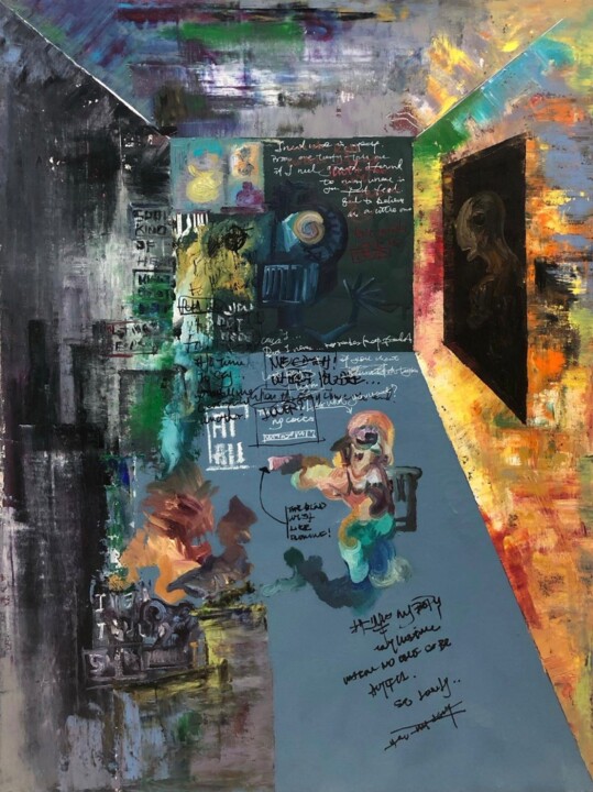 Painting titled "Parallel worlds in…" by Hang, Original Artwork, Oil