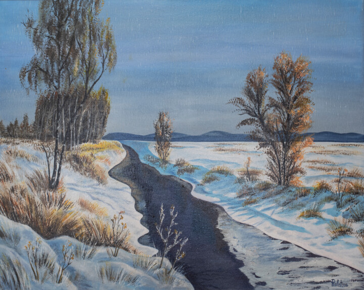 River and winter 绘画, 19.7x27.6 in