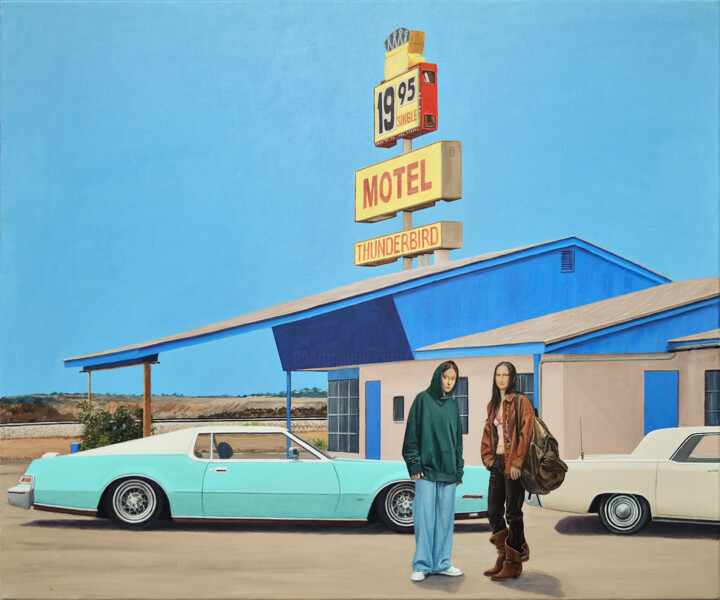 Contemporary portrait "Meeting" 绘画, 29.5x35.4 in