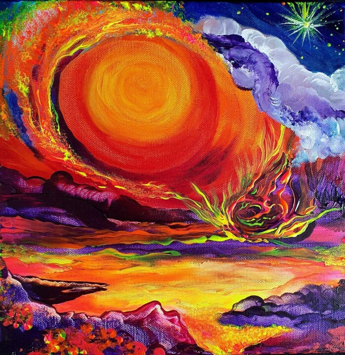 Painting titled "Neon Dreams" by Barbara Fuhrmann, Original Artwork, Acrylic